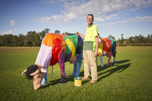 Scott painting cow